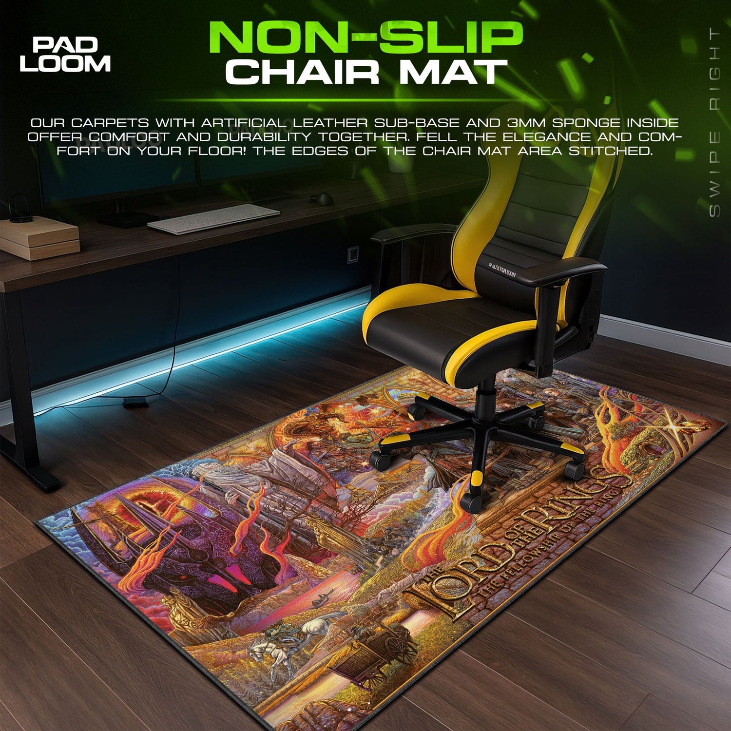 Lord of the Rings Mouse Pad, Fellowship Classic Art Gaming Desk Mat Padloom