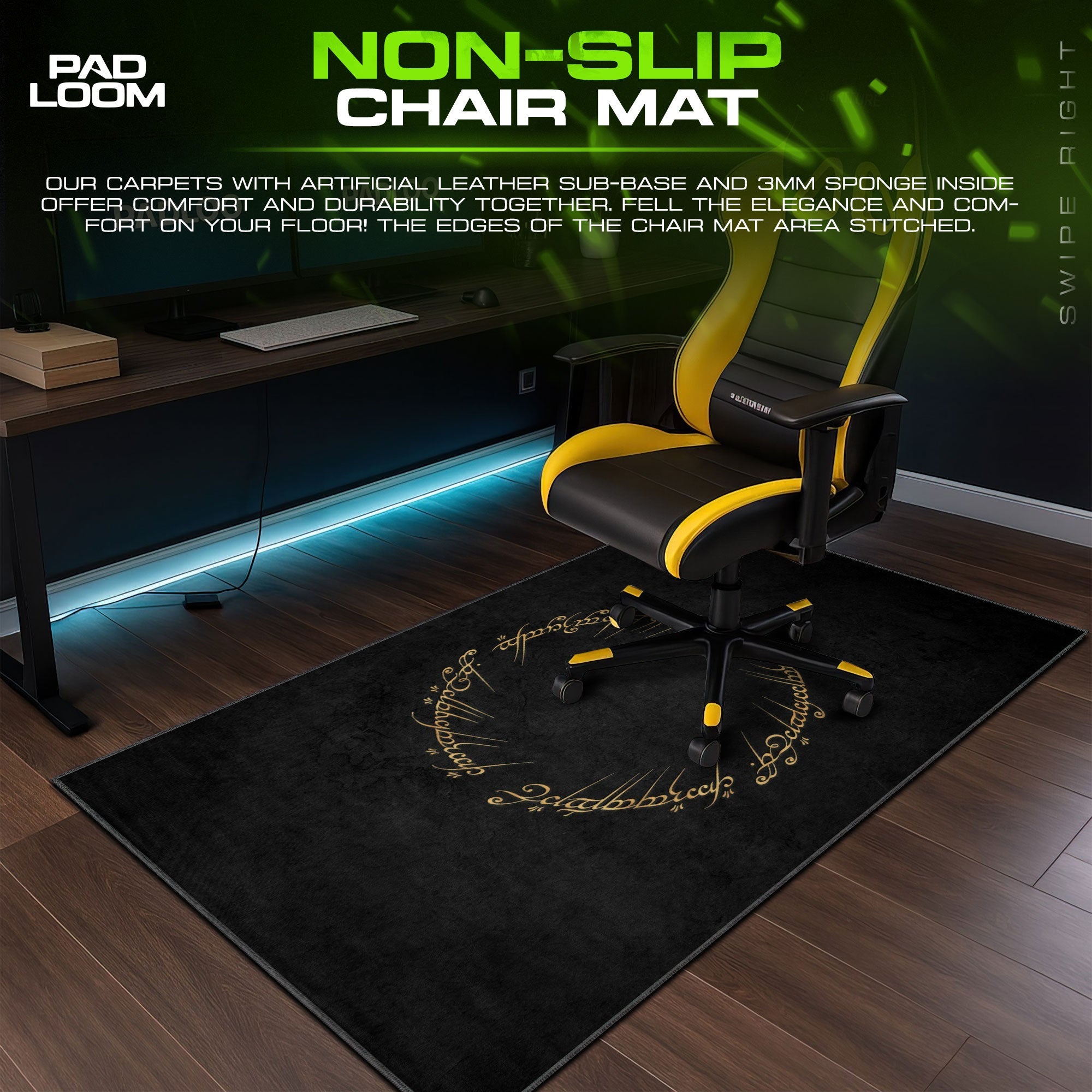 Lord of the Rings Mouse Pad - One Ring Black Desk Mat Padloom