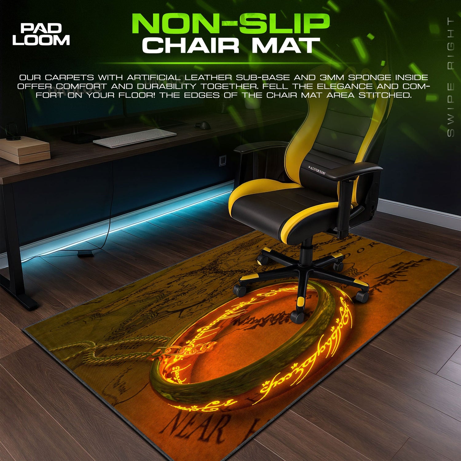 Lord of the Rings Mouse Pad, One Ring Map Gaming Desk Mat Padloom