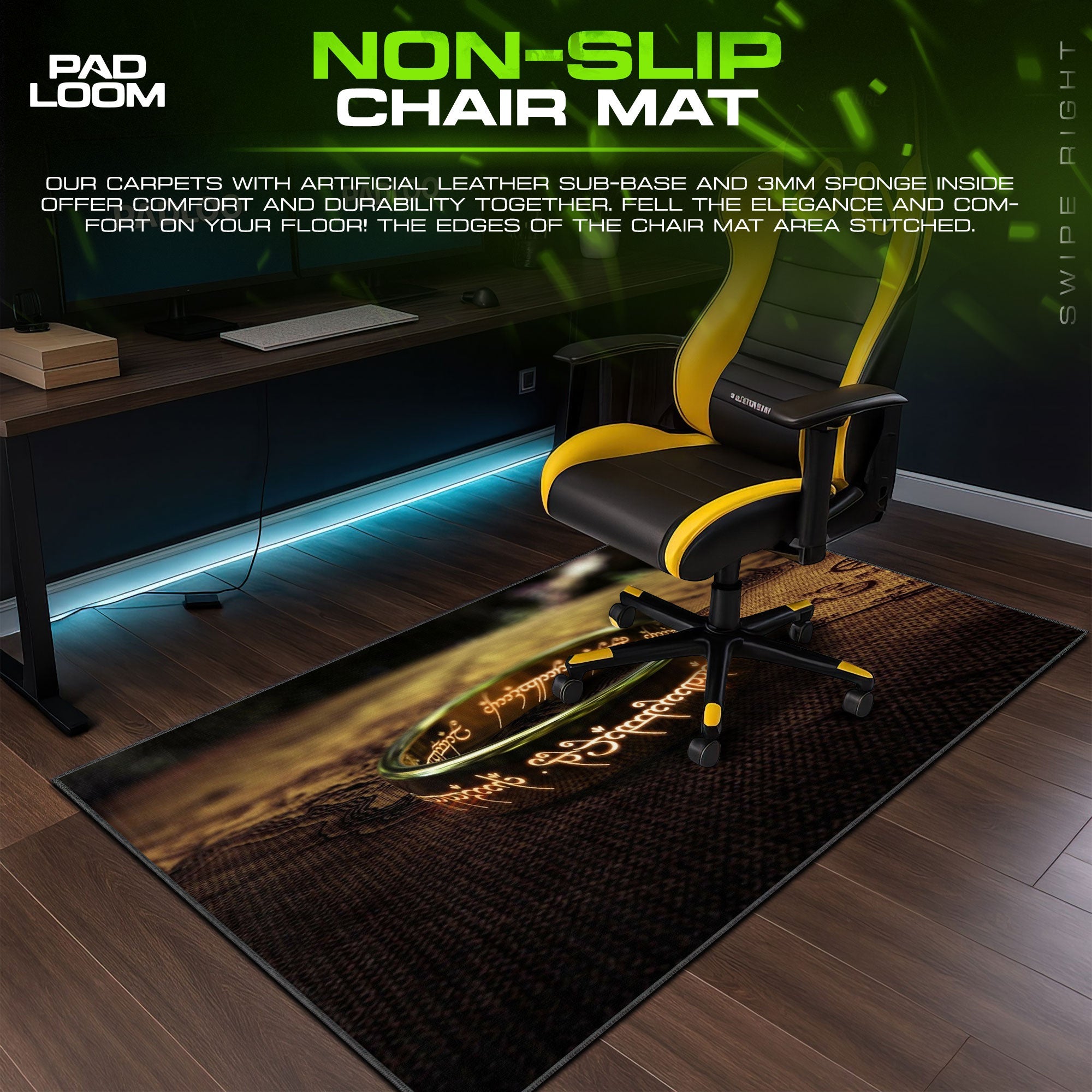 Lord of the Rings Mouse Pad - One Ring Map Gaming Desk Mat Padloom