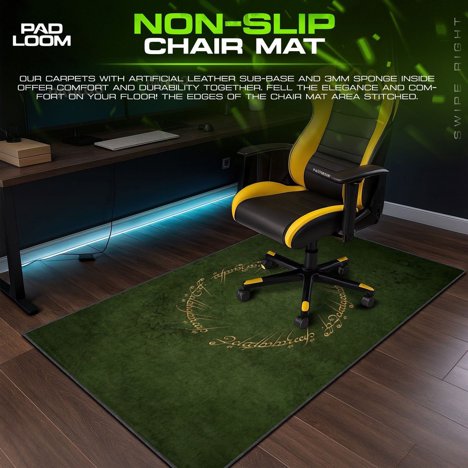 Lord of the Rings Mouse Pad, One Ring Script Gaming Desk Mat Padloom