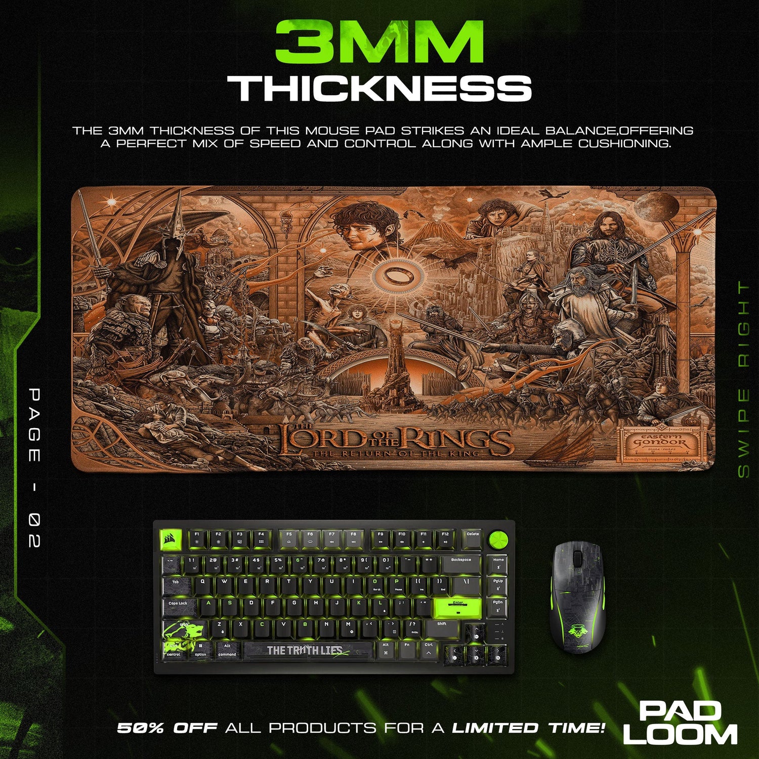 Lord of the Rings Mouse Pad, Return of the King Art Gaming Desk Mat Padloom