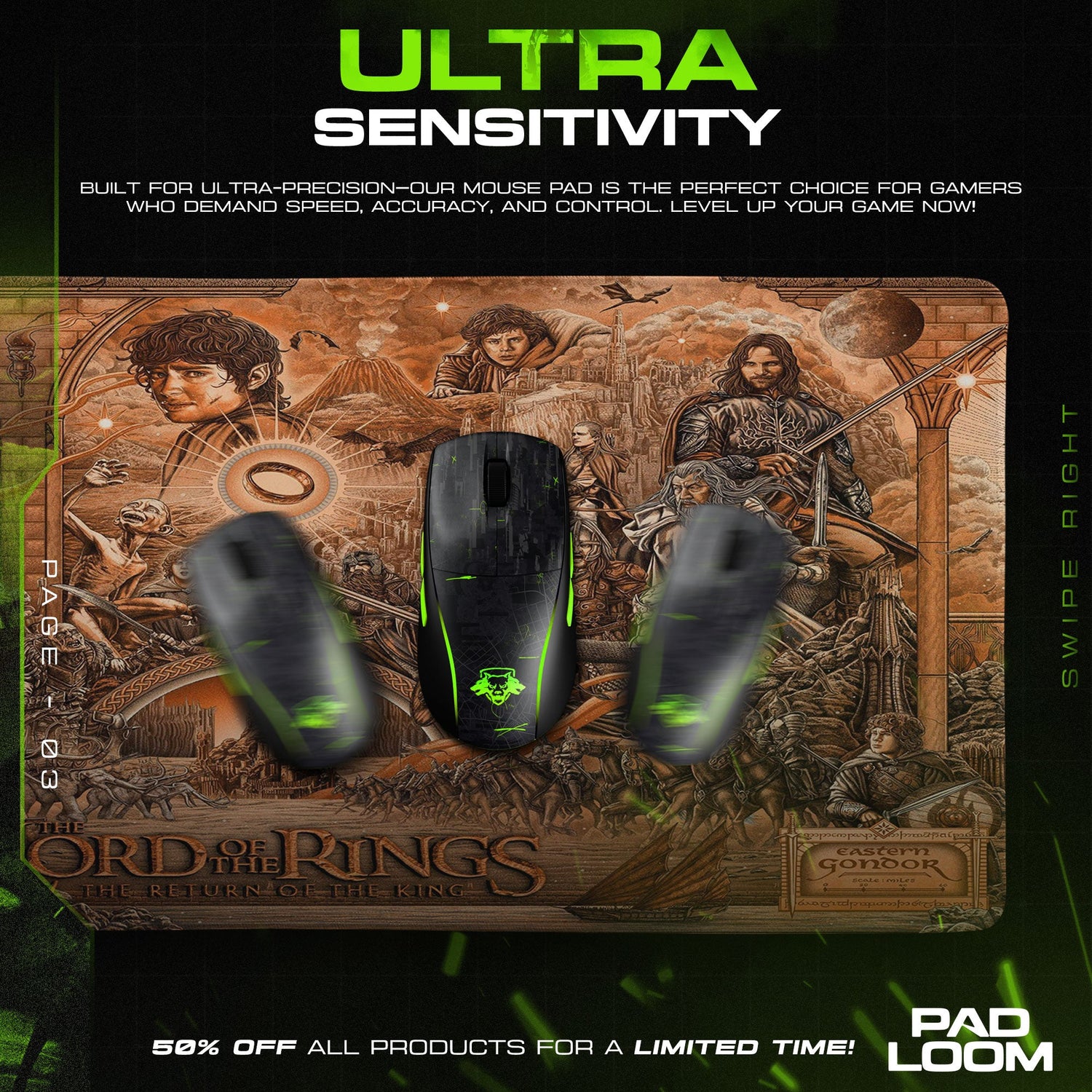 Lord of the Rings Mouse Pad, Return of the King Art Gaming Desk Mat Padloom