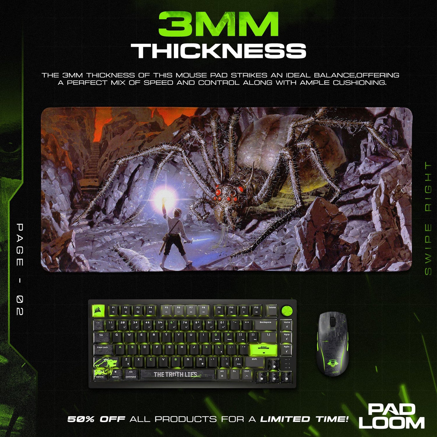 Lord of the Rings Mouse Pad, Shelob’s Lair Gaming Desk Mat Padloom