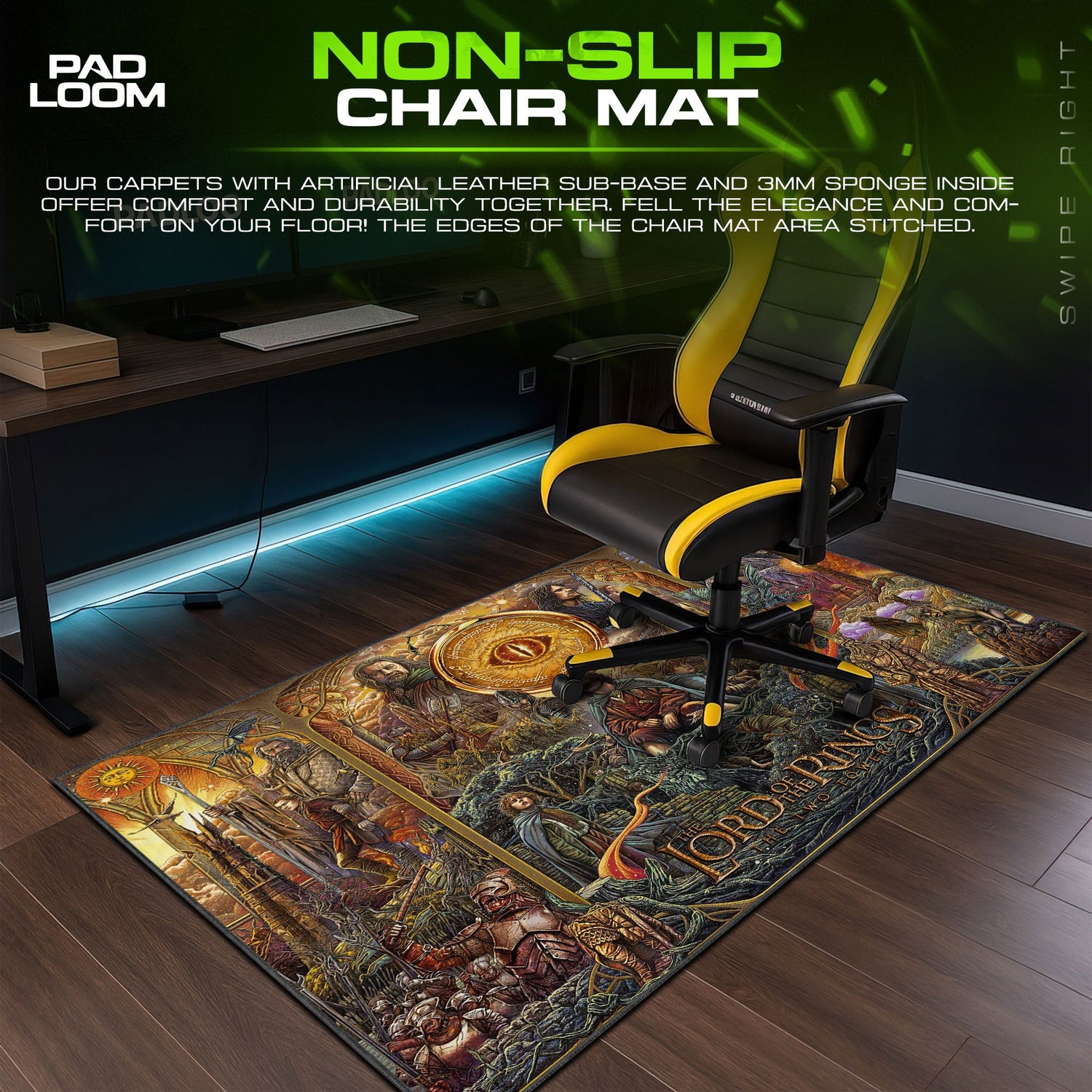 Lord of the Rings Mouse Pad, Two Towers Art Gaming Desk Mat Padloom