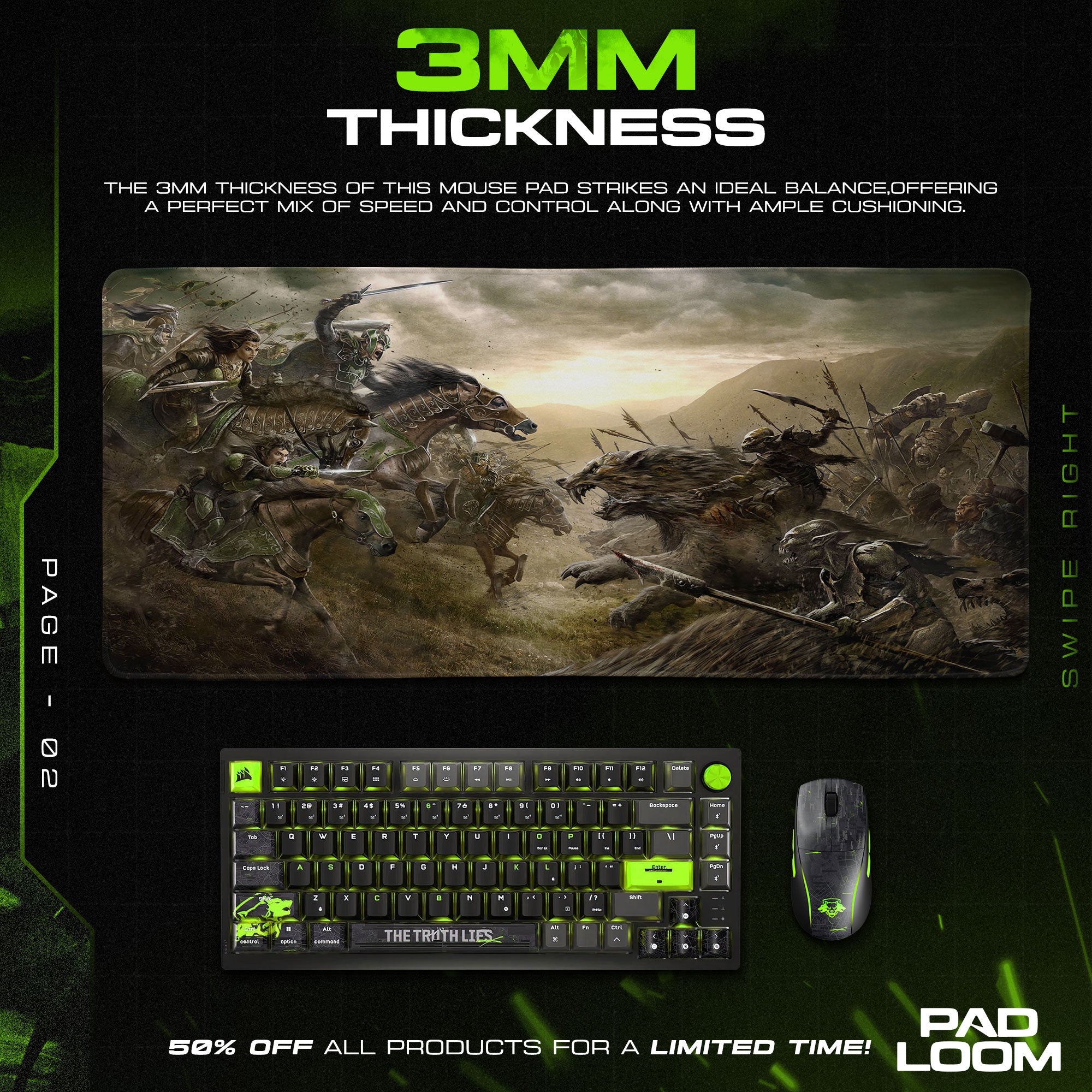 Lord of the Rings Riders of Rohan Mouse Pad, Fantasy Gamer Desk Mat