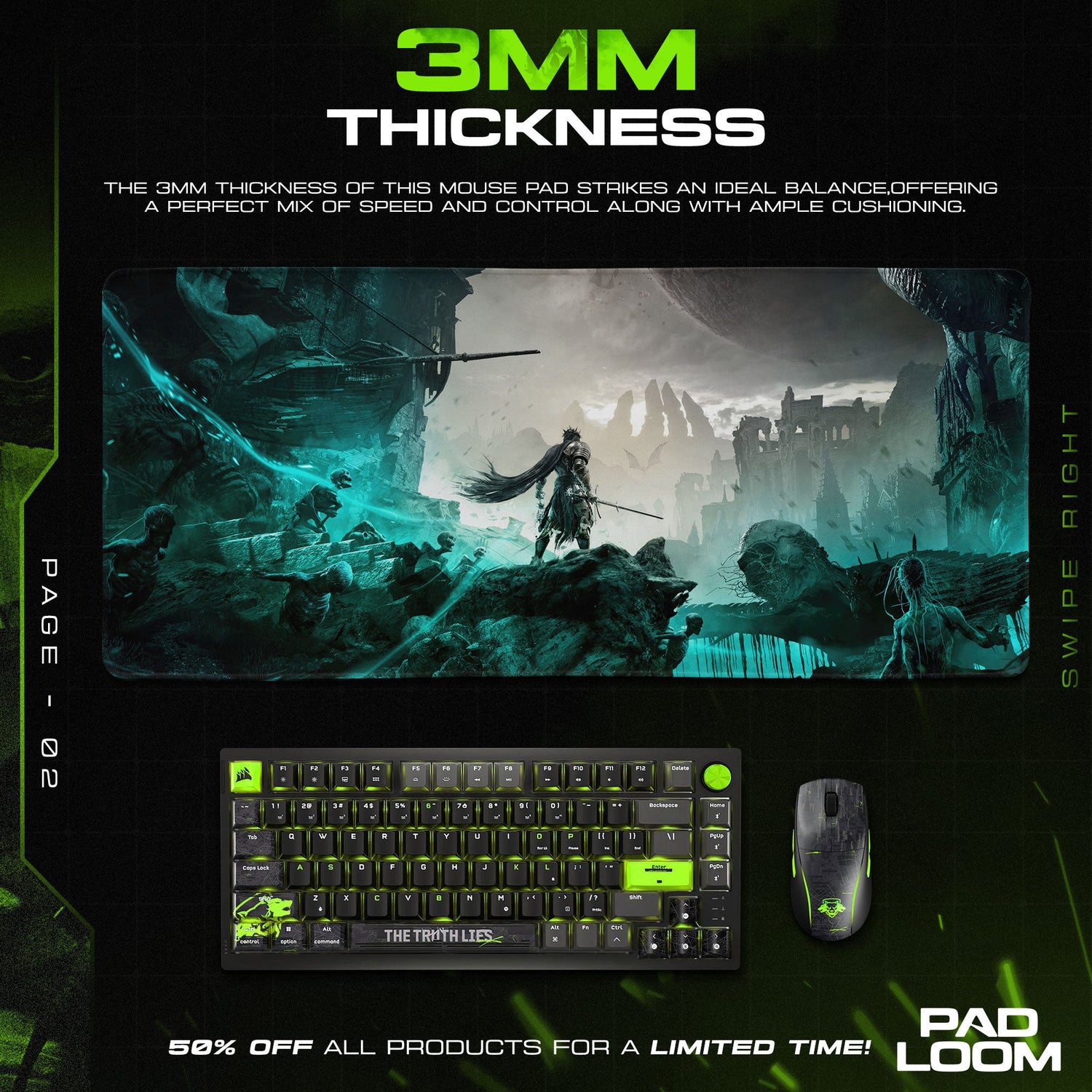 Lords of the Fallen Mouse Pad, Dark Ruins Gamer Desk Mat Padloom