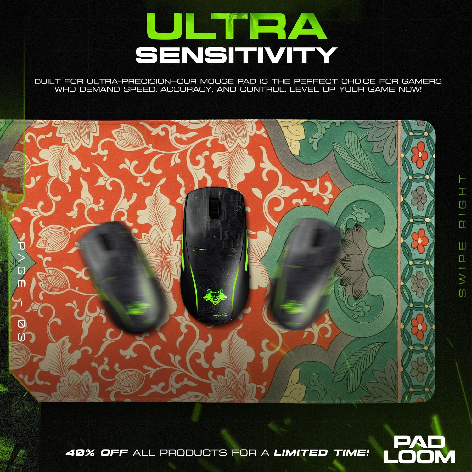 Lotus Garden Mouse Pad, Floral Heritage Gaming Desk Mat Padloom