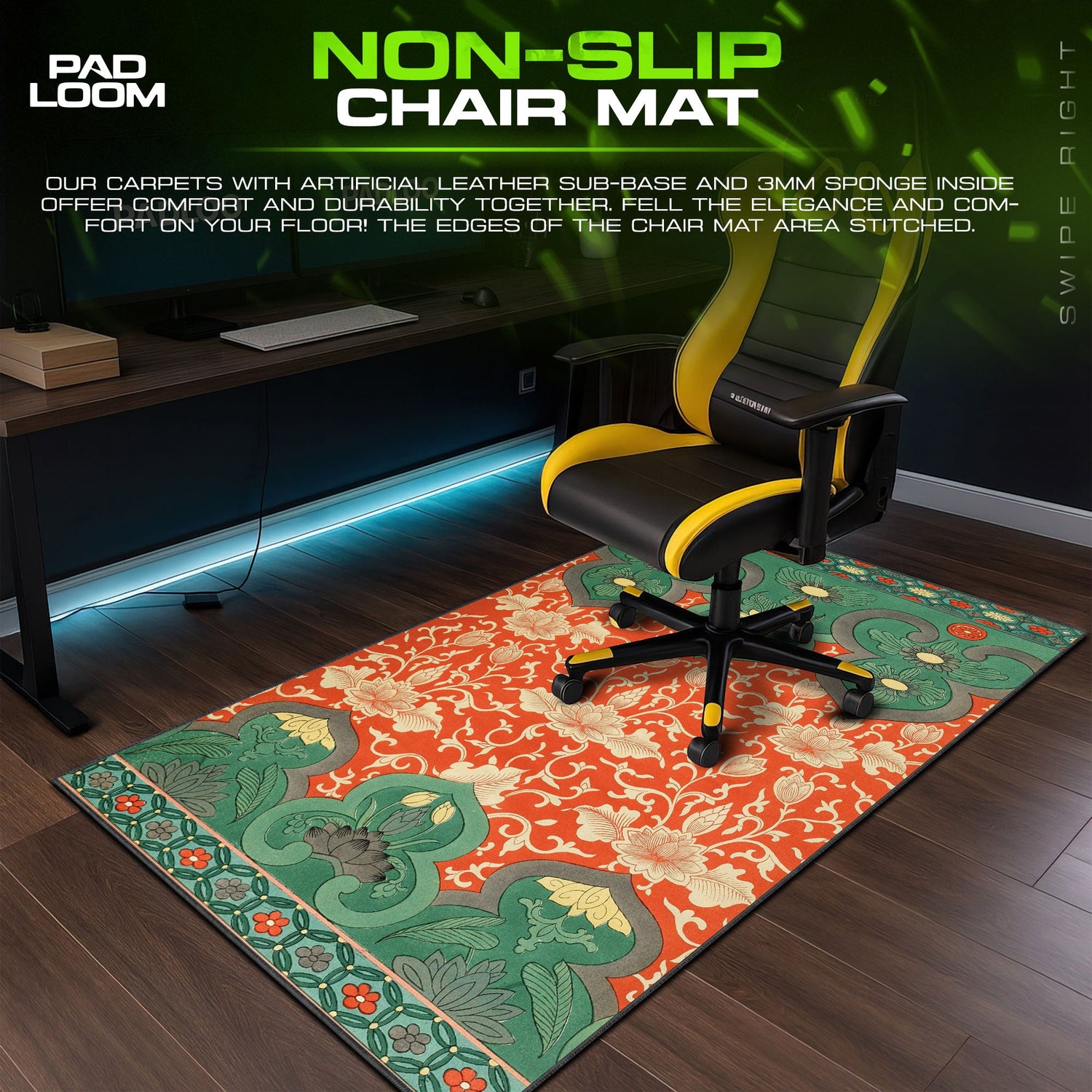 Lotus Garden Mouse Pad, Floral Heritage Gaming Desk Mat Padloom