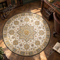 Lotus-Mosaik runder Teppich im Wohnraum - Mandala-Teppich rund