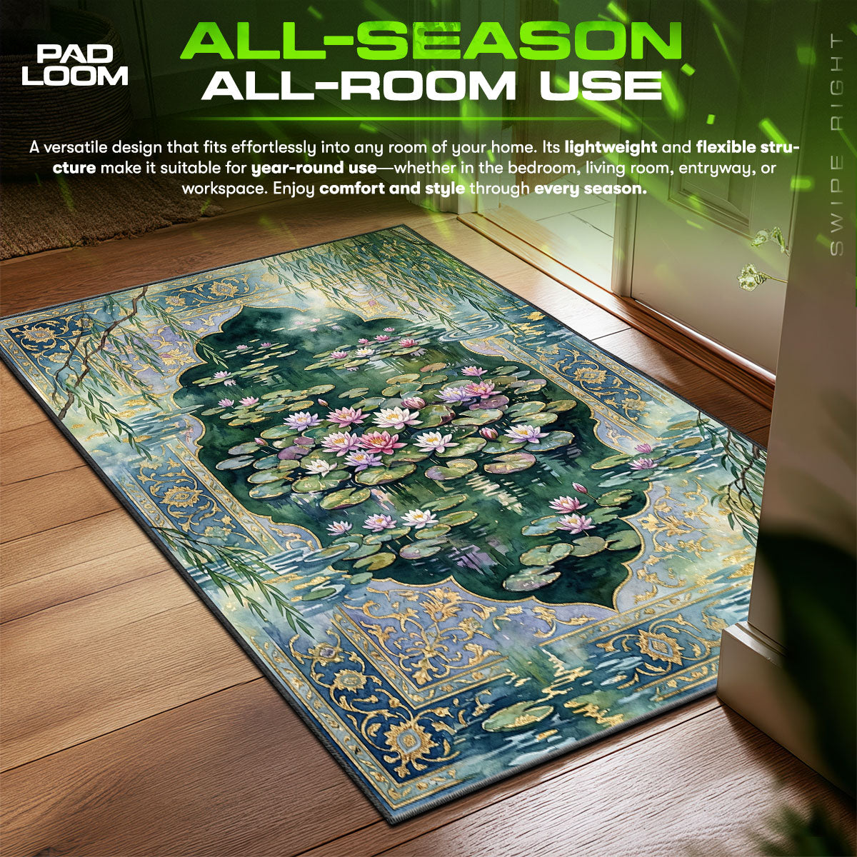 Detailed close-up of Lotus rug pattern