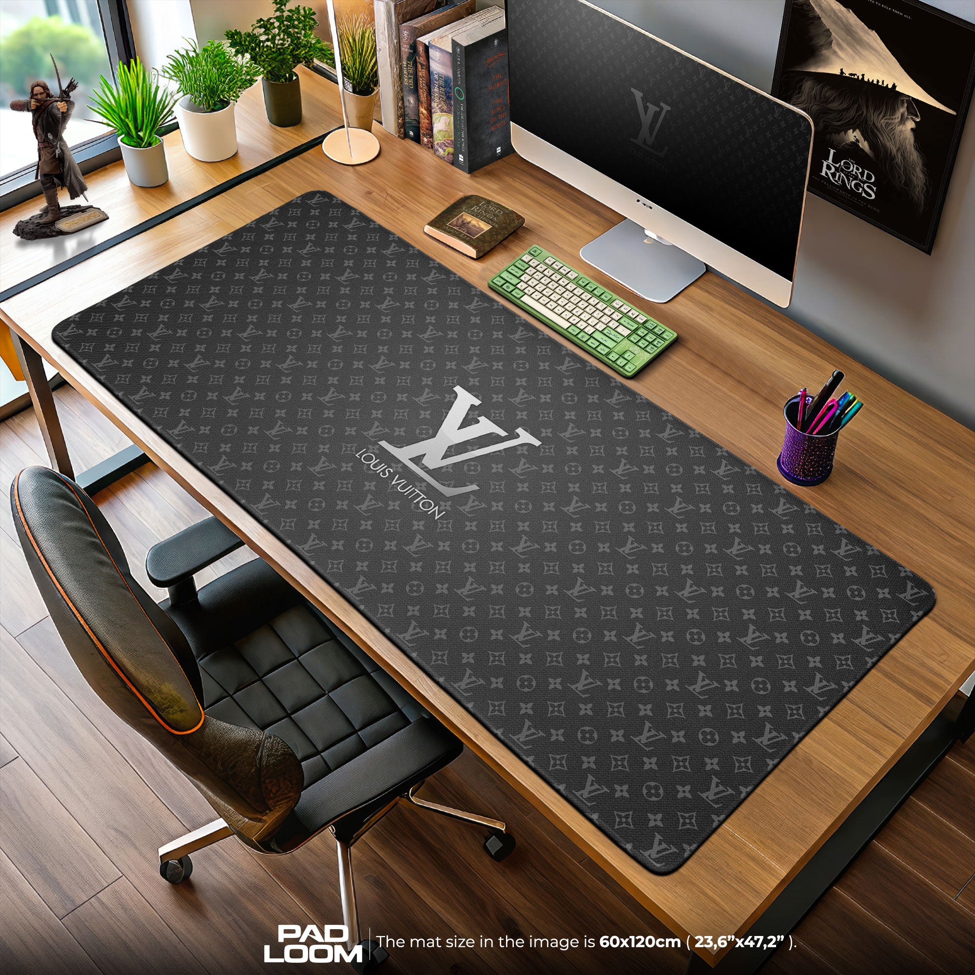 Louis Vuitton Blackout Mouse Pad, Designer Minimal Gaming Desk Mat