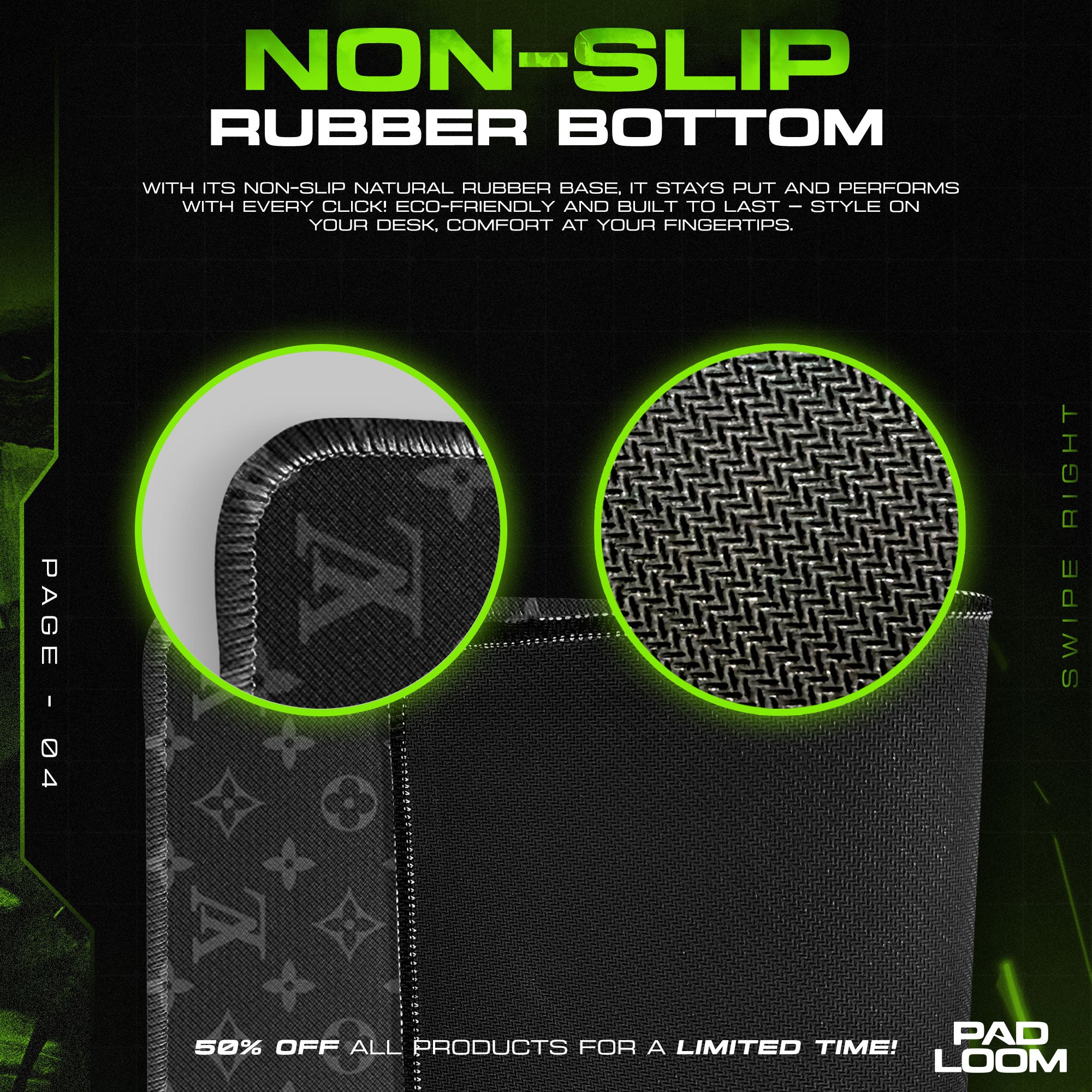 Louis Vuitton Blackout Mouse Pad, Designer Minimal Gaming Desk Mat