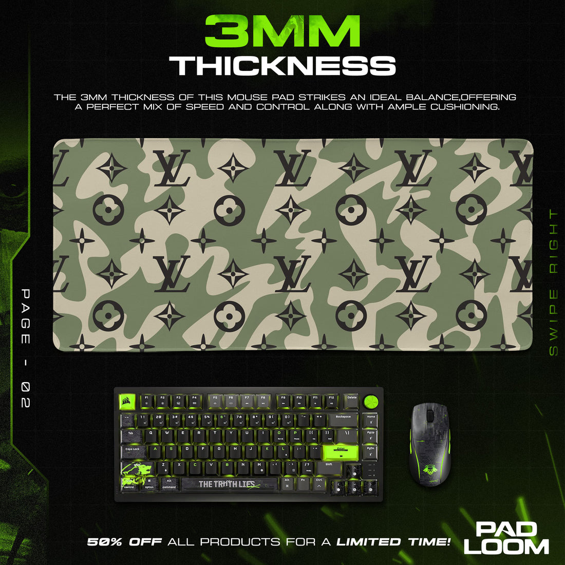 Louis Vuitton Camo Mouse Pad, Designer Urban Gaming Desk Mat