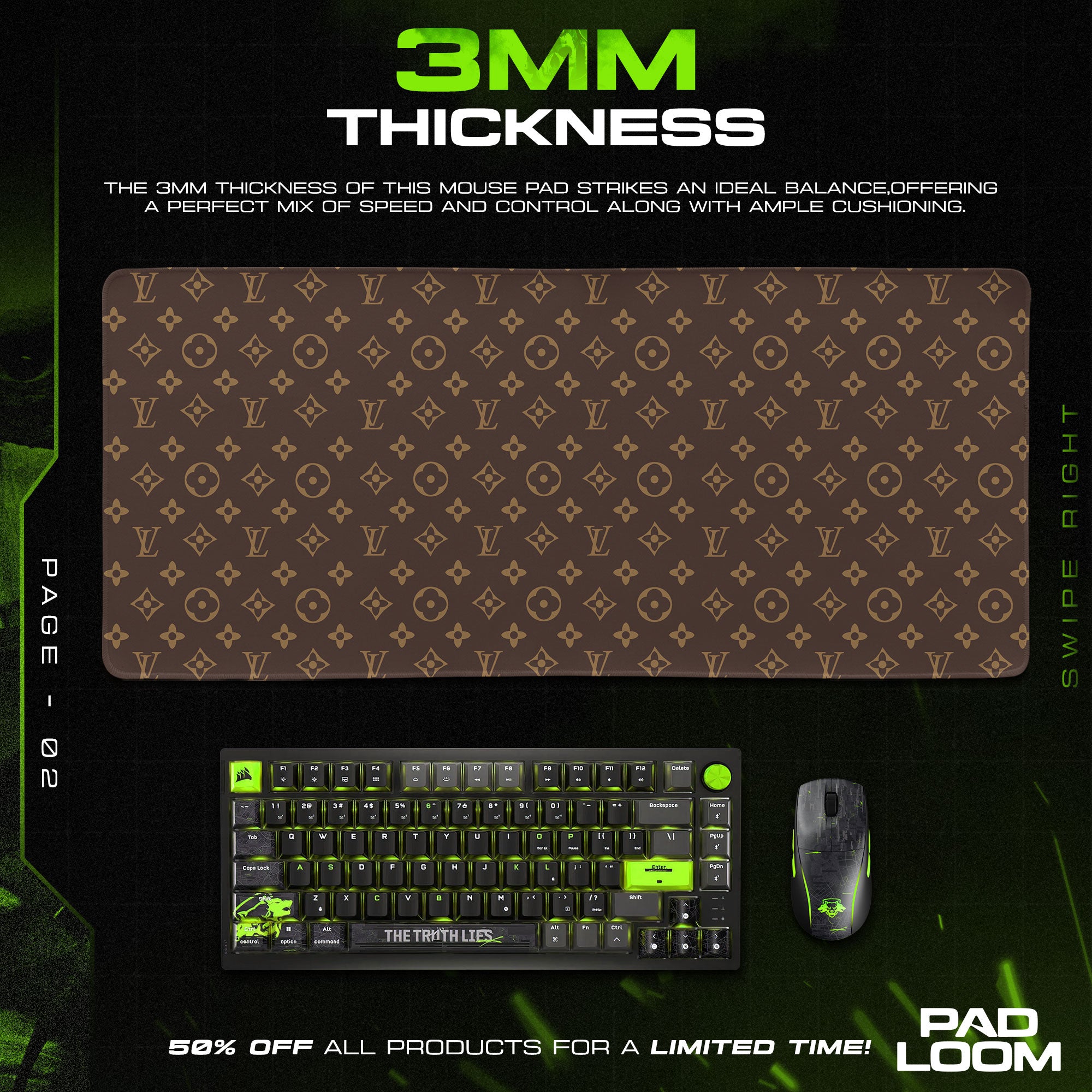 Louis Vuitton Classic Mouse Pad, Designer Print Gaming Desk Mat