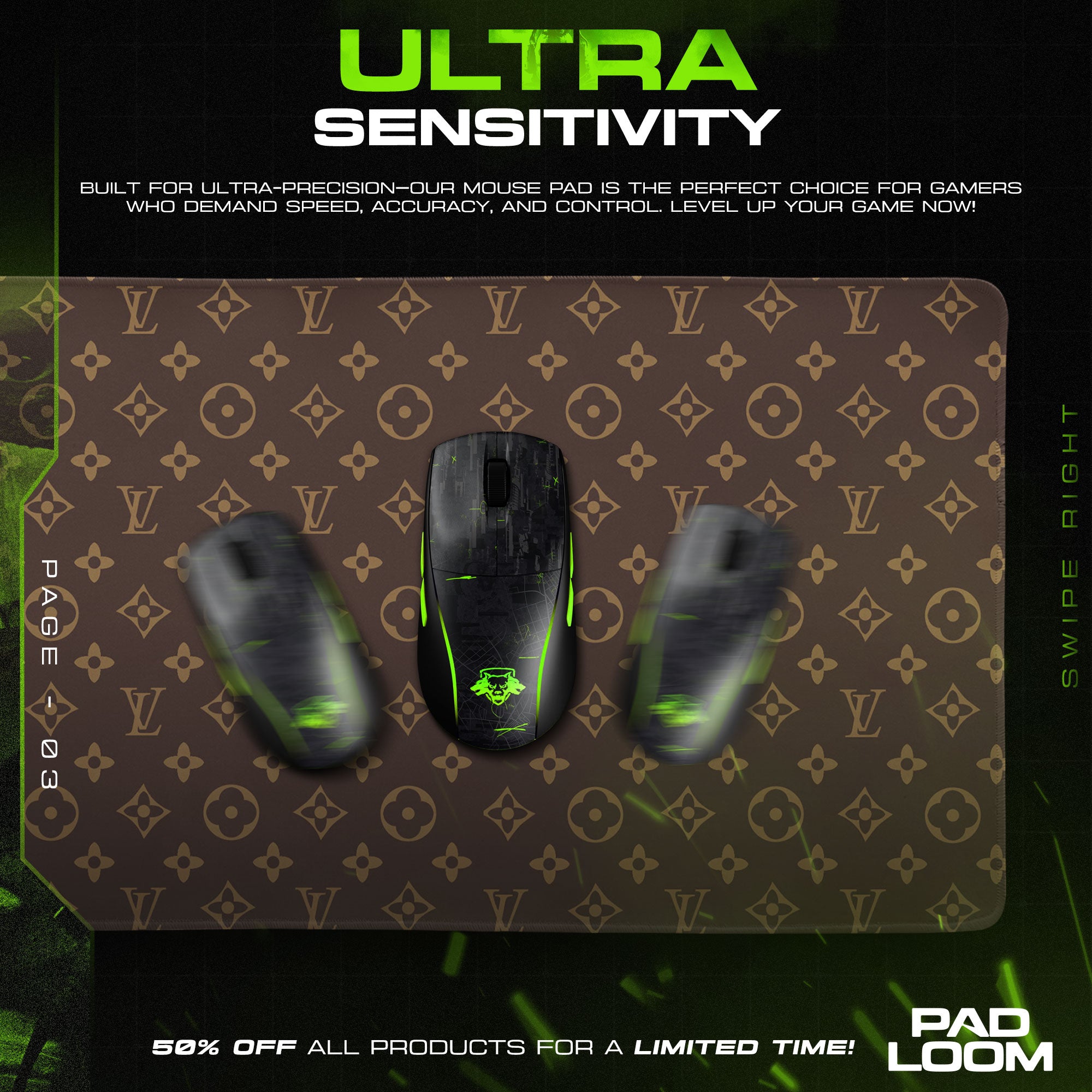 Louis Vuitton Classic Mouse Pad, Designer Print Gaming Desk Mat