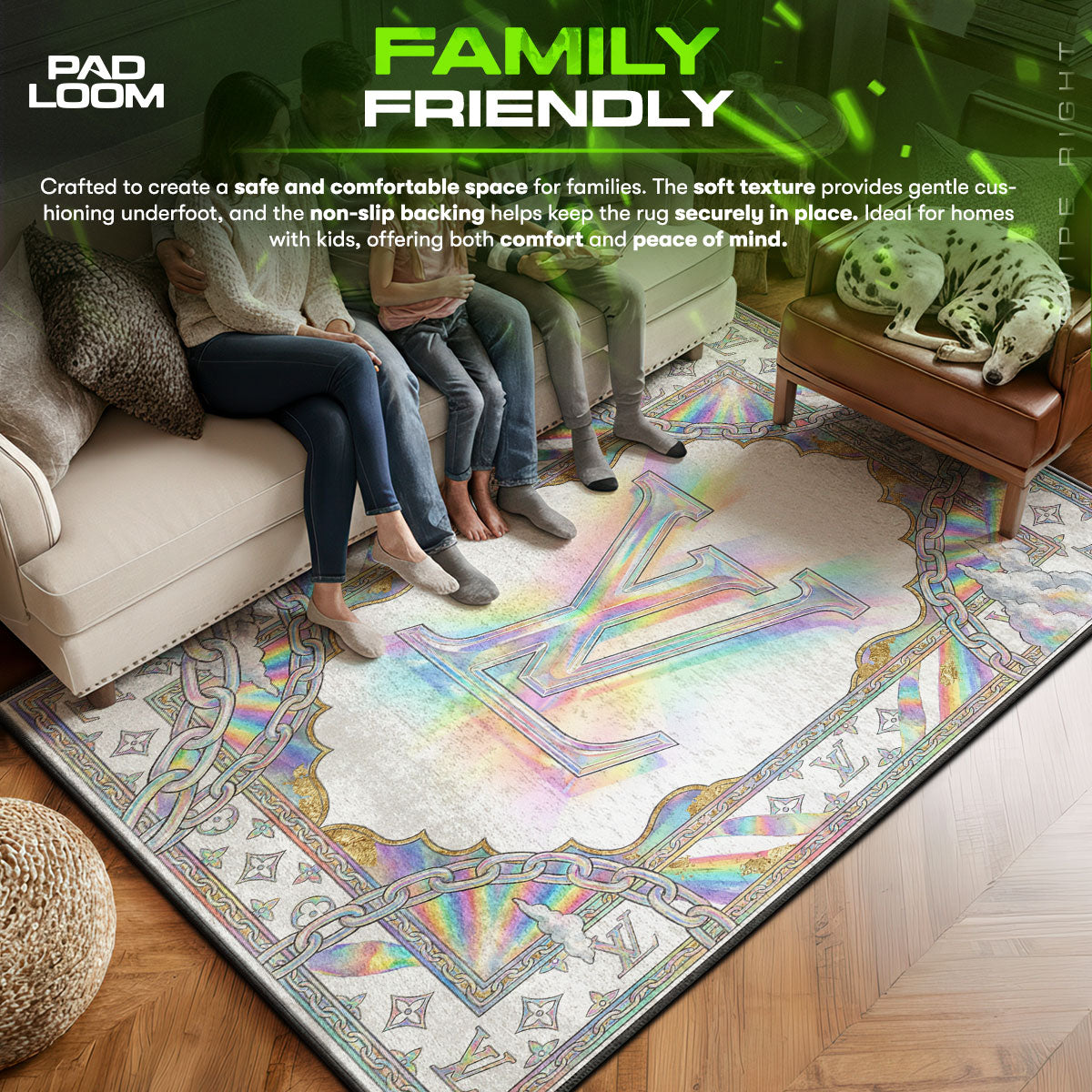 Louis area rug showing full home decor artwork