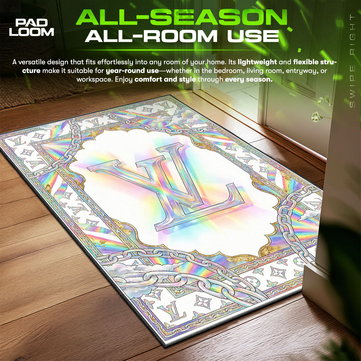 Louis Vuitton Holographic Hype Floor fan rug — premium quality print
