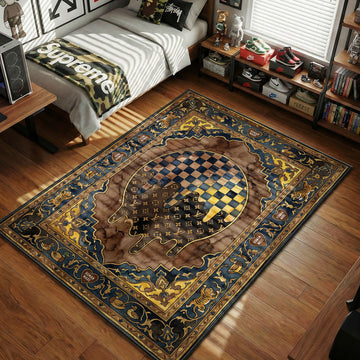 Louis Vuitton Human Made melting damier monogram blue brown gold hypebeast area rug