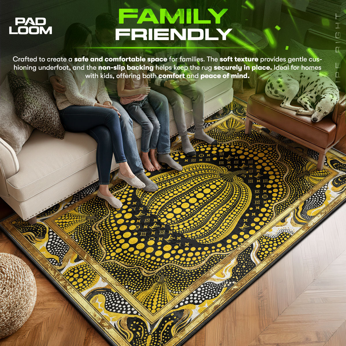 Louis area rug showing full home decor artwork