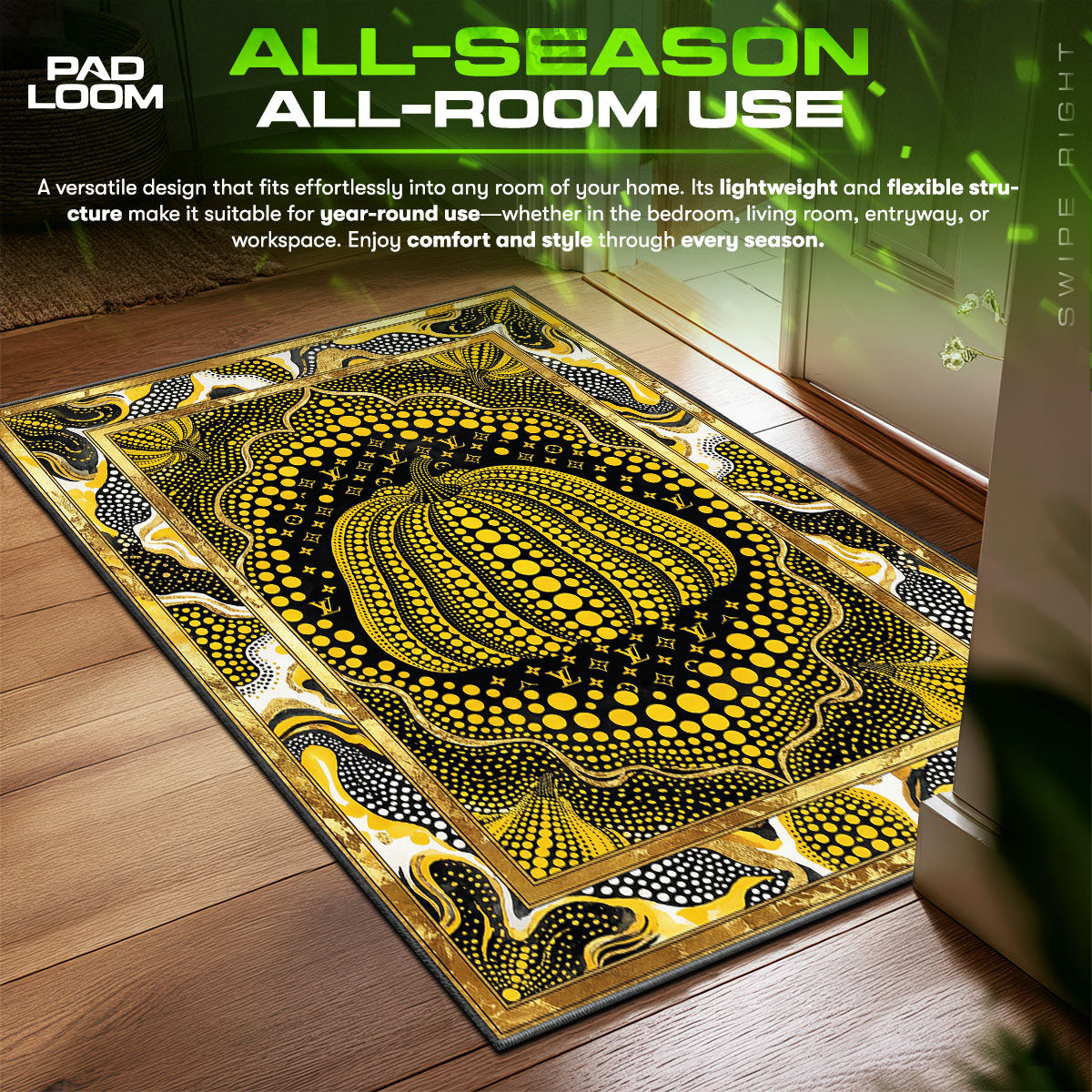 Louis Vuitton Kusama Hypebeast Floor fan rug — premium quality print