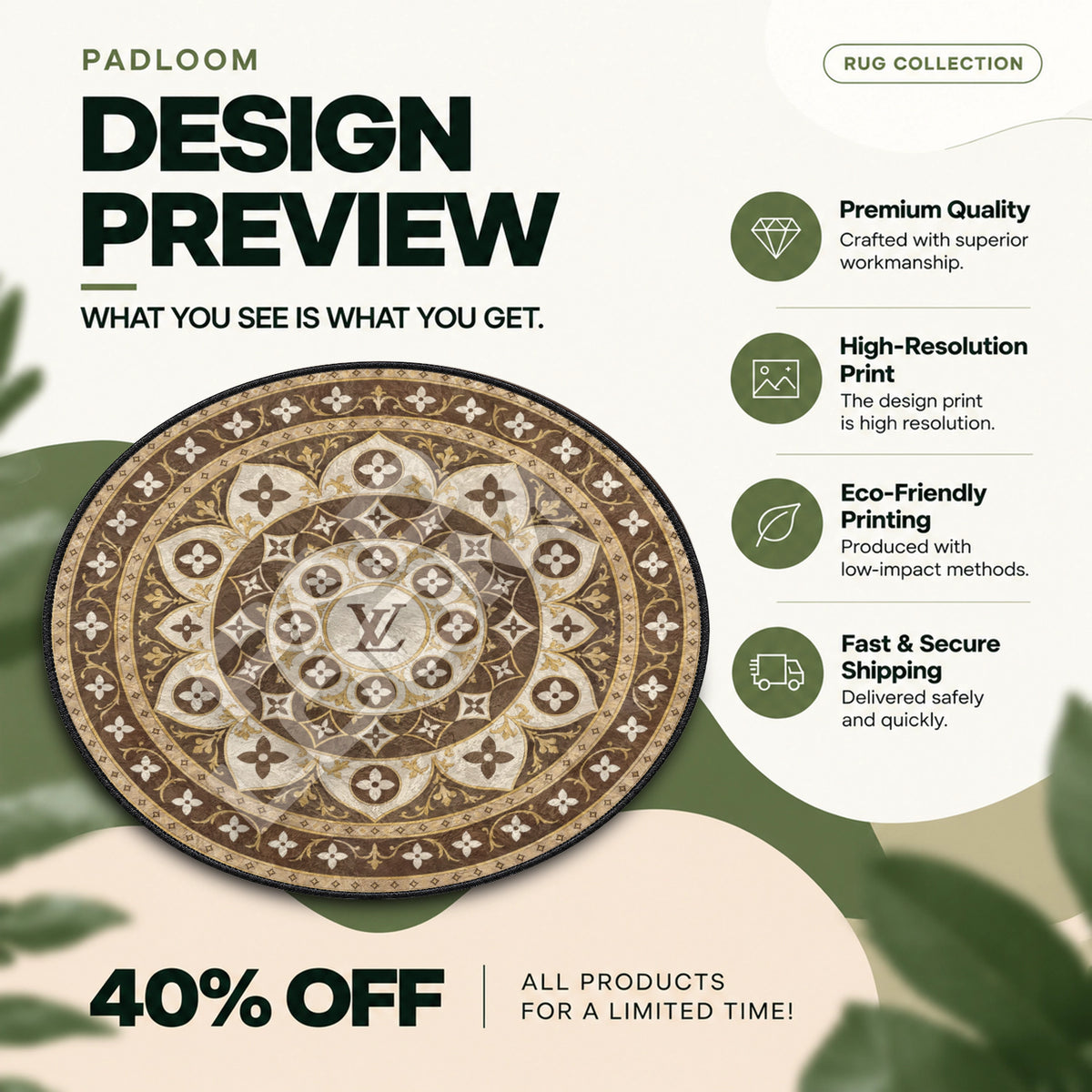 Louis Vuitton Medallion hypebeast round rug full design preview