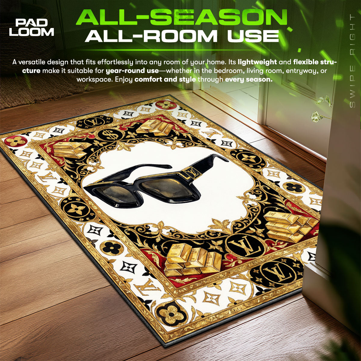 Louis Vuitton Millionaire Sunglasses Luxury Bootleg Floor fan rug — premium quality print