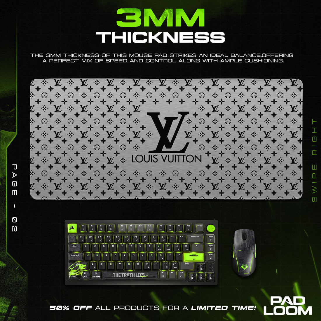 Louis Vuitton Monogram Mouse Pad, Designer Style Gaming Desk Mat
