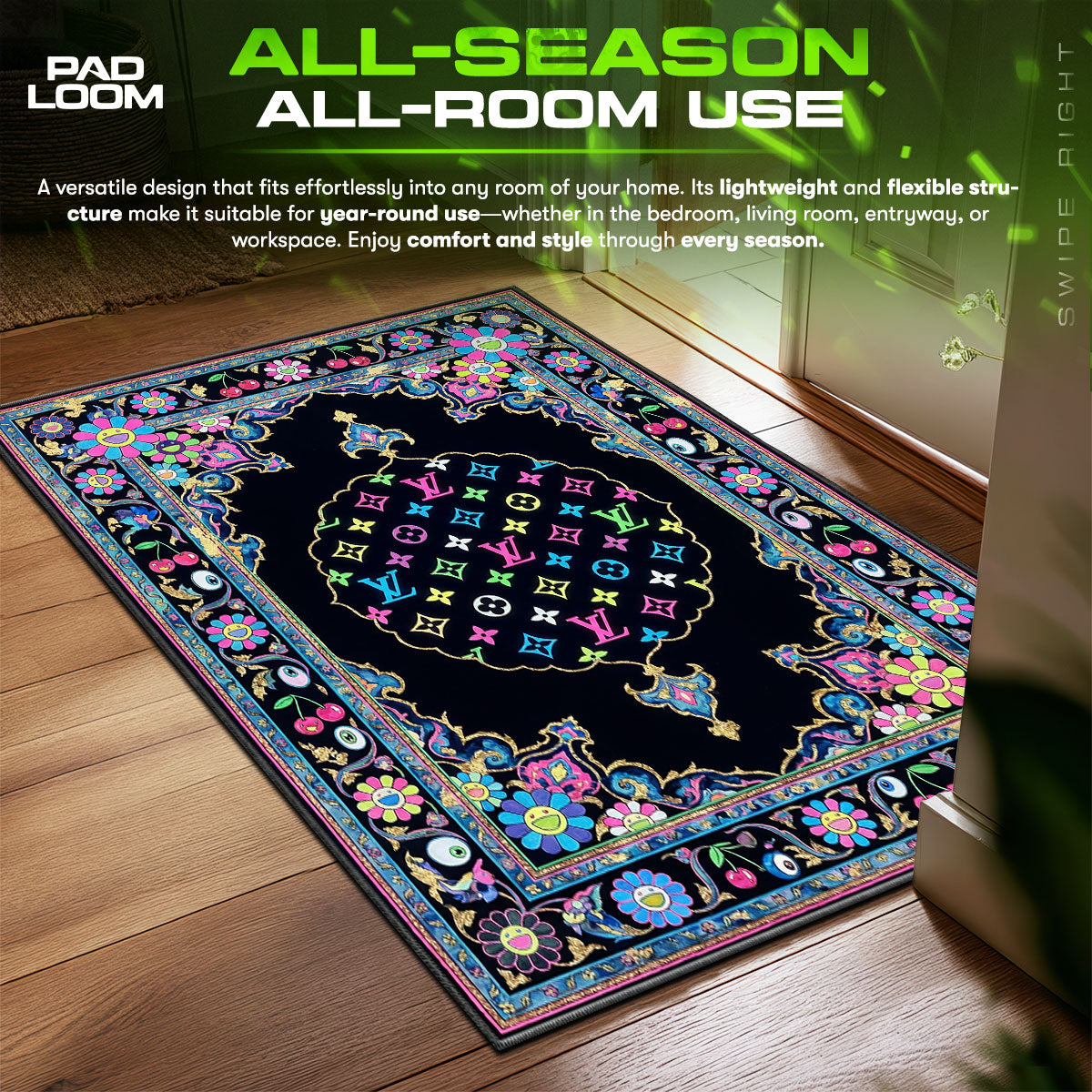 Louis Vuitton Murakami Sneakerhead Floor fan rug — premium quality print