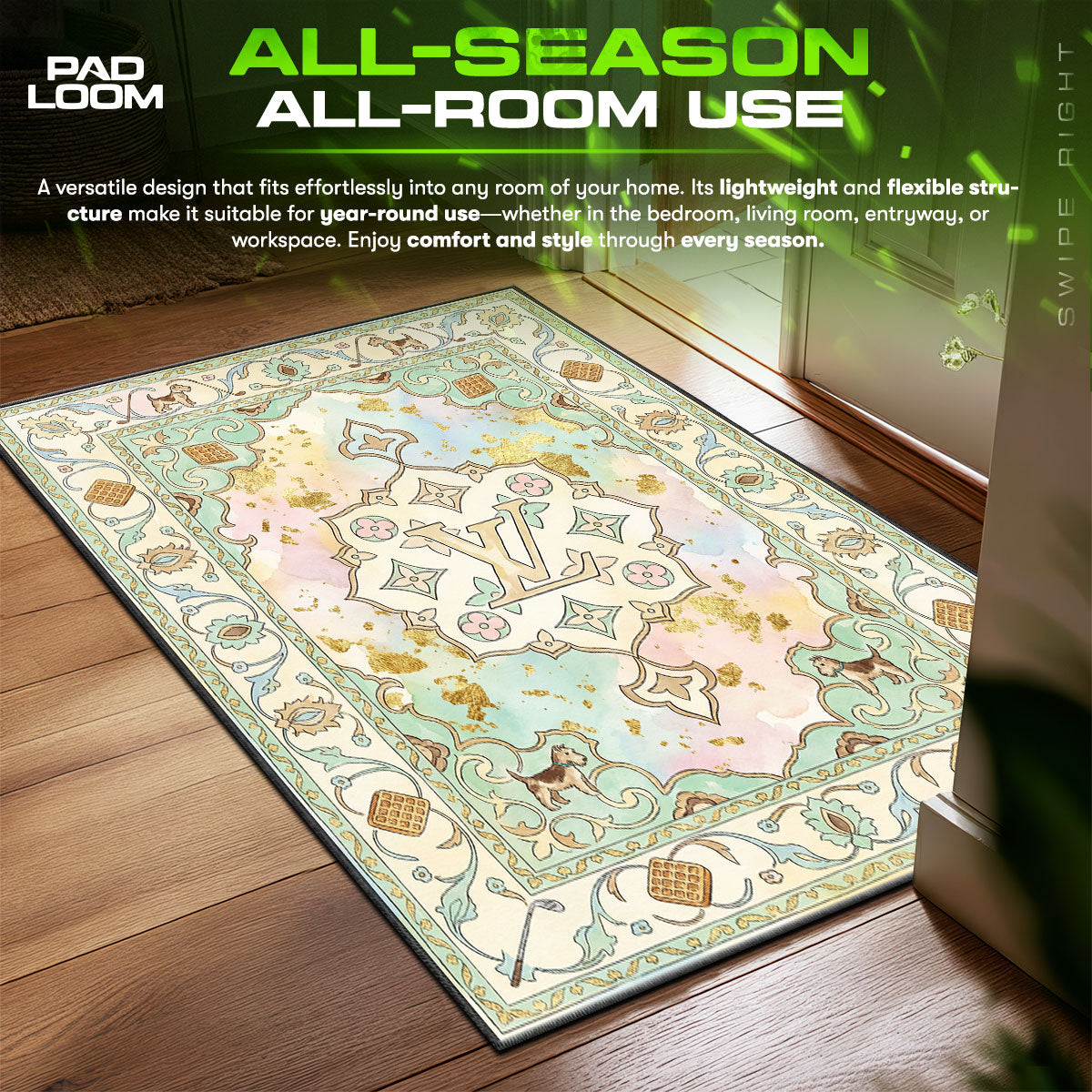 Louis Vuitton Pastel Hype Floor fan rug — premium quality print