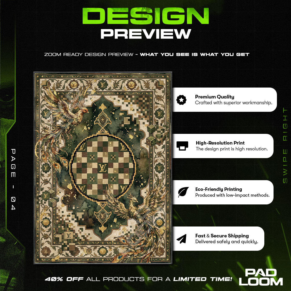 Floor character design printed on rug