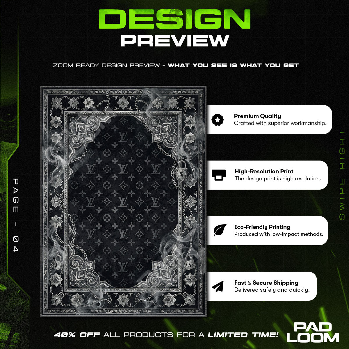 Floor character design printed on rug