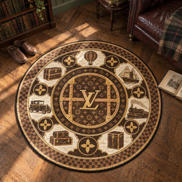 Louis Vuitton Trunk hypebeast round rug on a bedroom floor - hypebeast chair mat