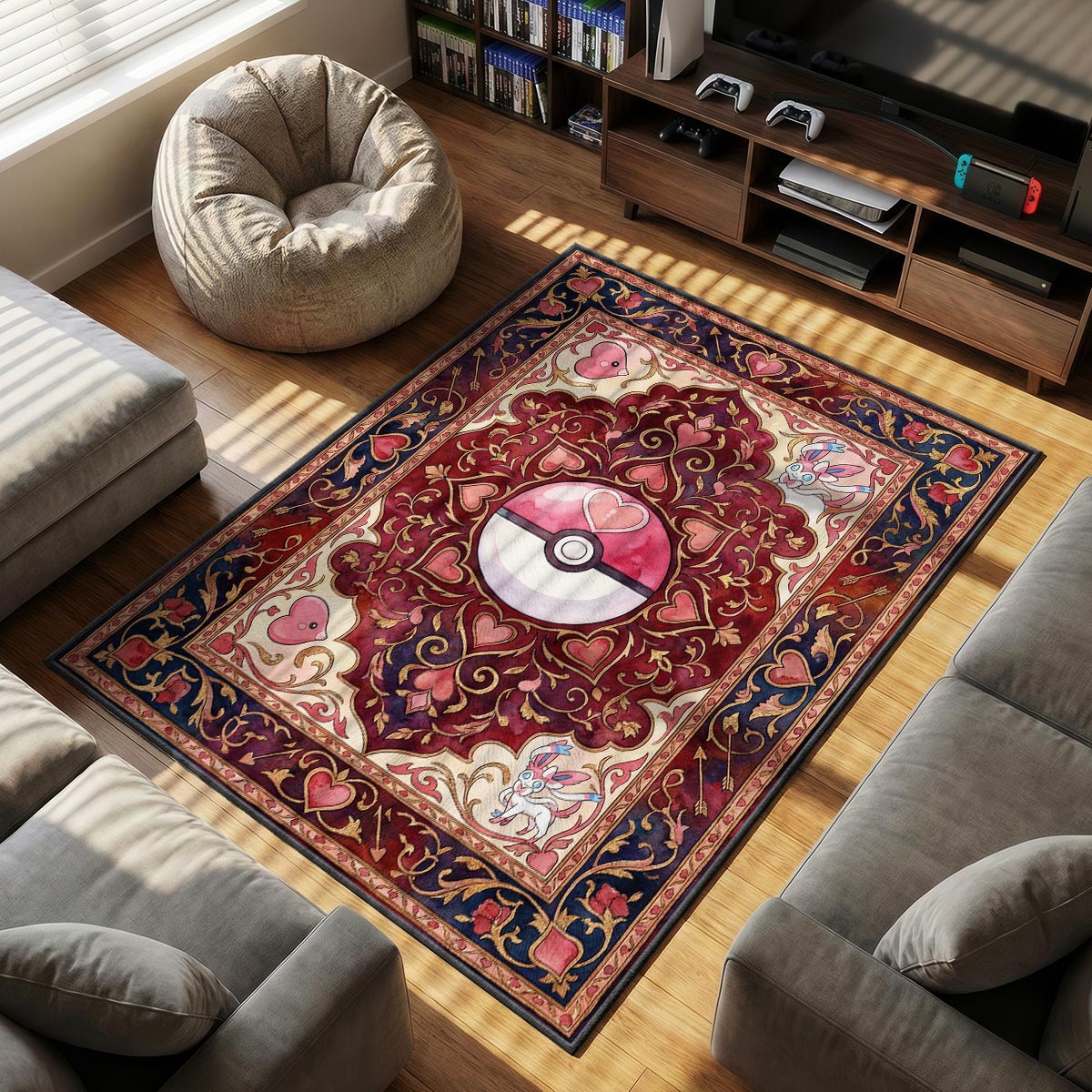 Love Ball themed area rug for home decor fans