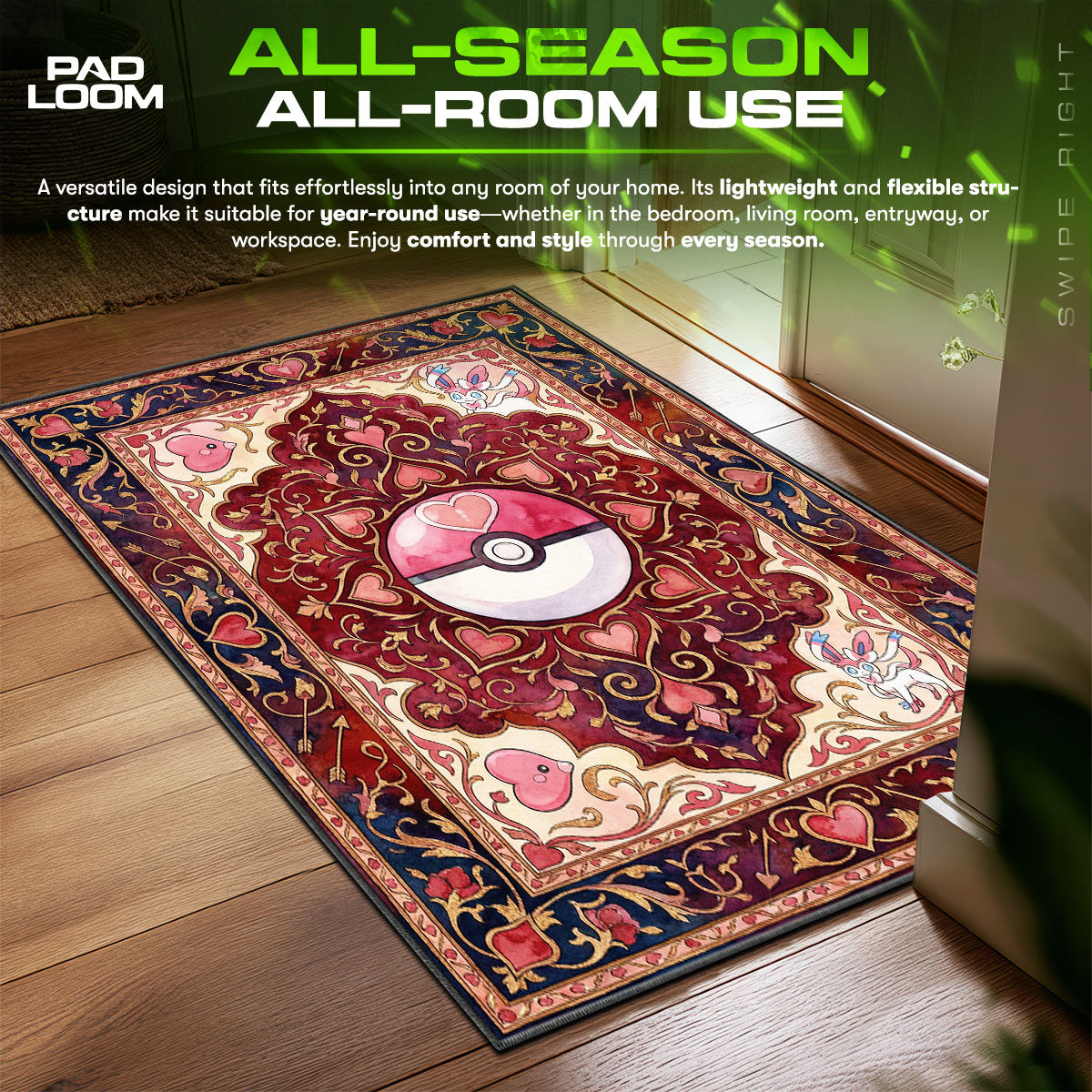 Love Ball Sylveon Pokémon Chair fan rug — premium quality print