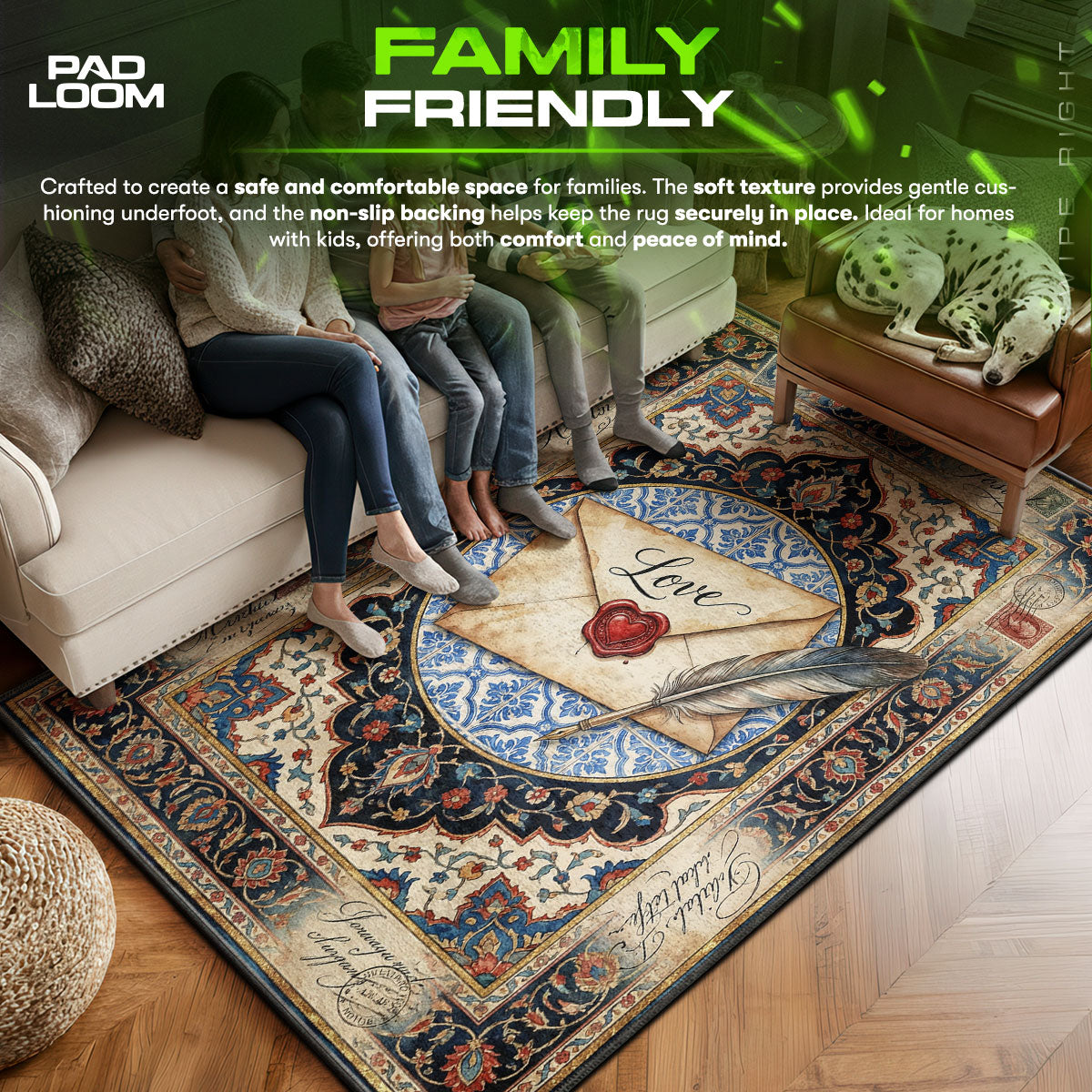 Area character design printed on rug