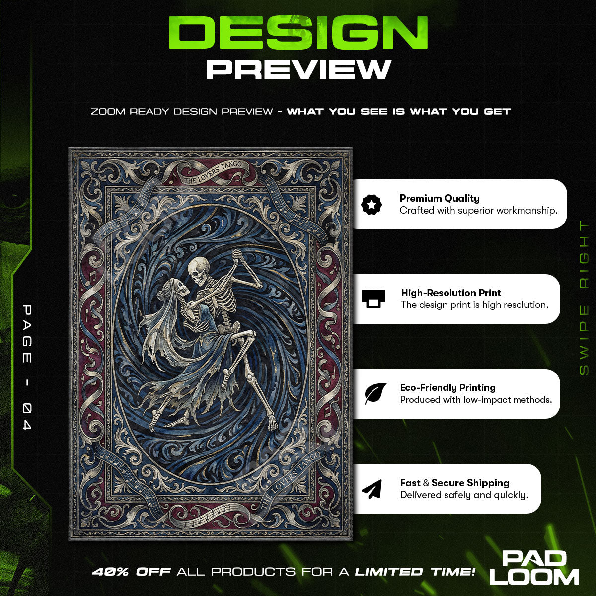 Lovers' Tango Skeleton Victorian Area rug — main product view