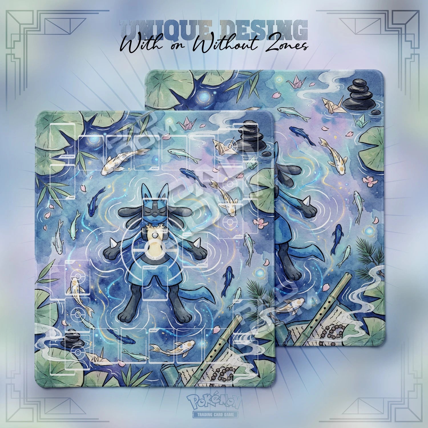 Lucario Aura Playmat - 2 Player Pokemon TCG Mat