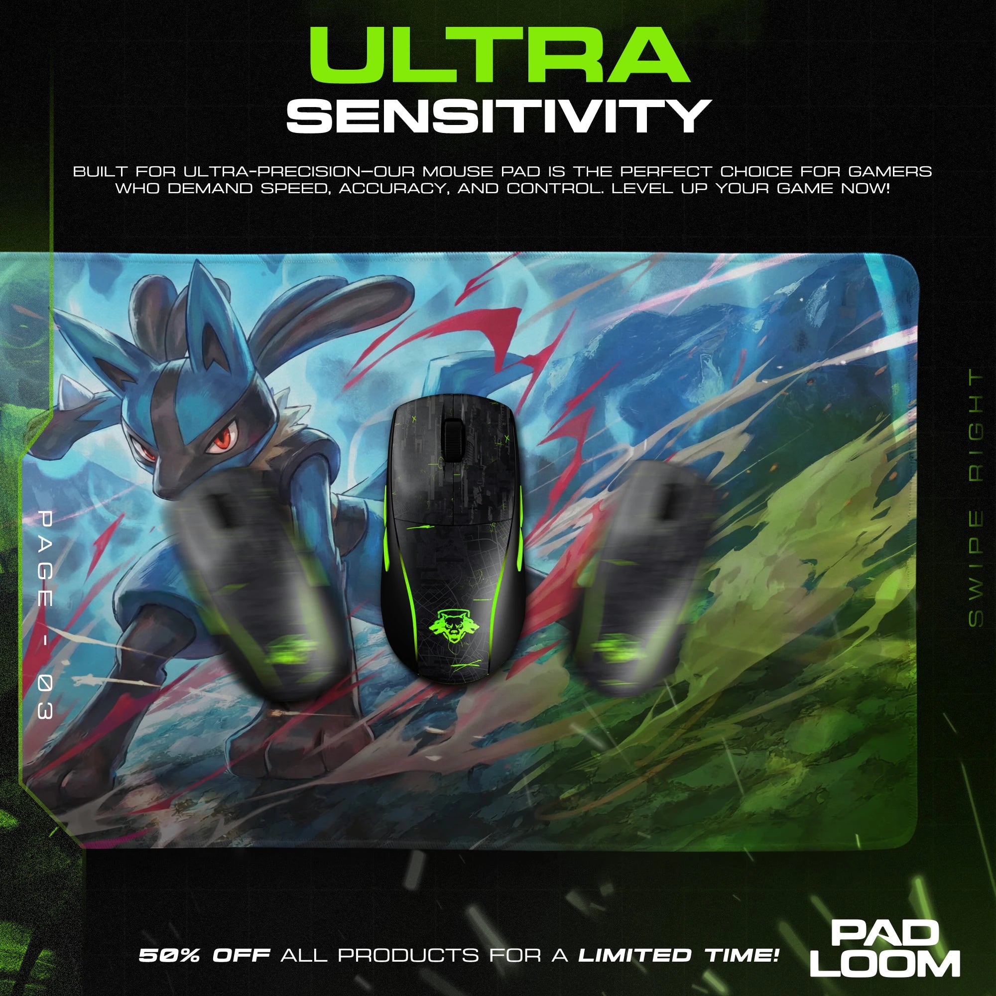 Lucario Aura Ridge Mouse Pad - Pokémon Desk Mat