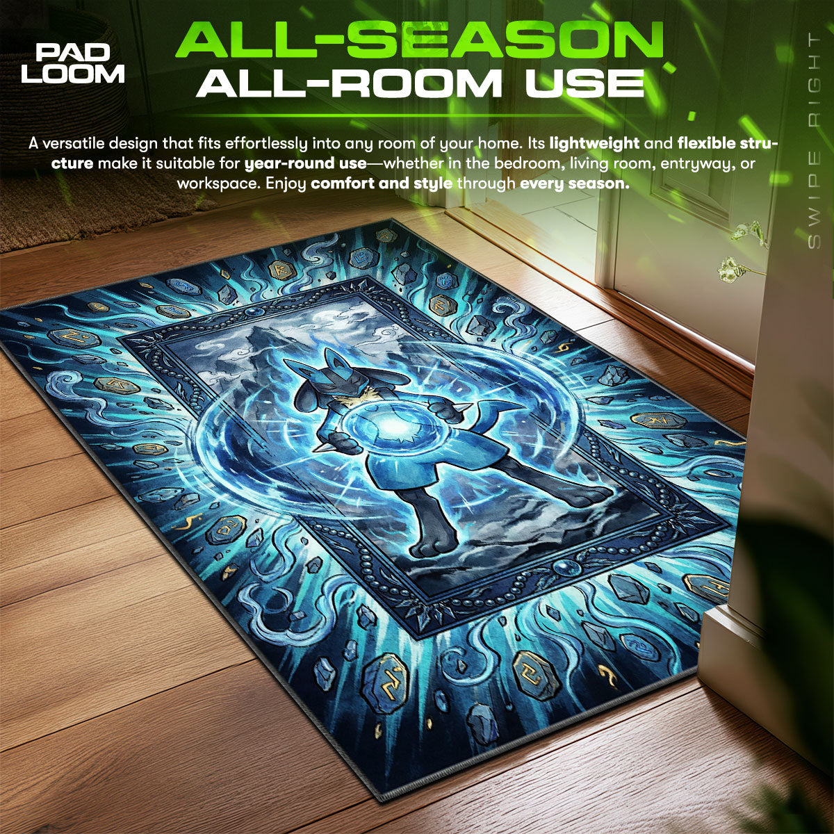 Lucario Aura Sphere Chair fan rug — premium quality print