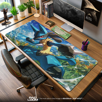 Lucario Aura Strike Mouse Pad, Pokémon Battle Ready Gaming Desk Mat