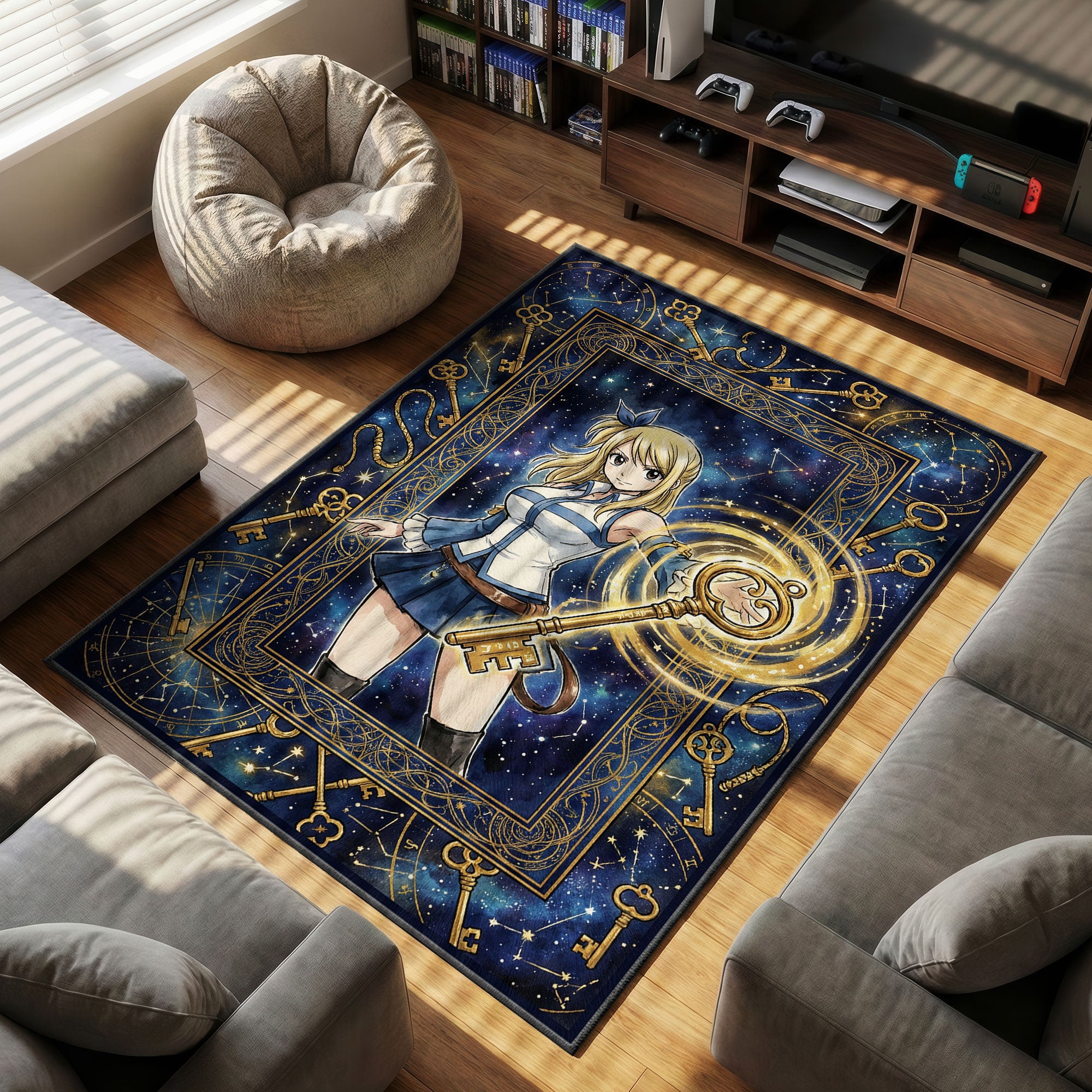 Lucy Heartfilia themed area rug for home decor fans