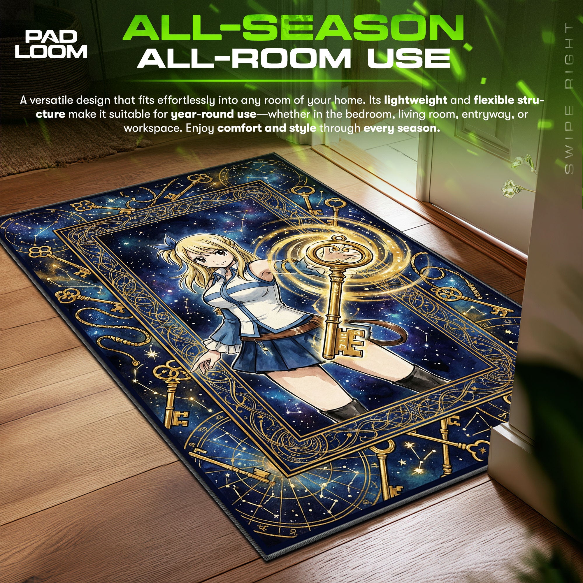 Lucy Heartfilia Celestial Magic Fairy Tail Chair fan rug — premium quality print