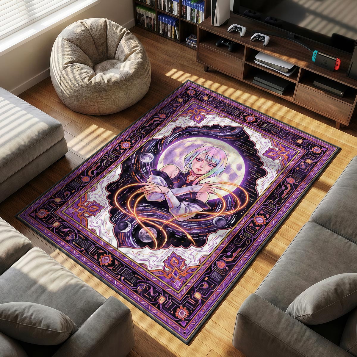Lucy Netrunner Moon Rug - Cyberpunk Edgerunners Chair Mat