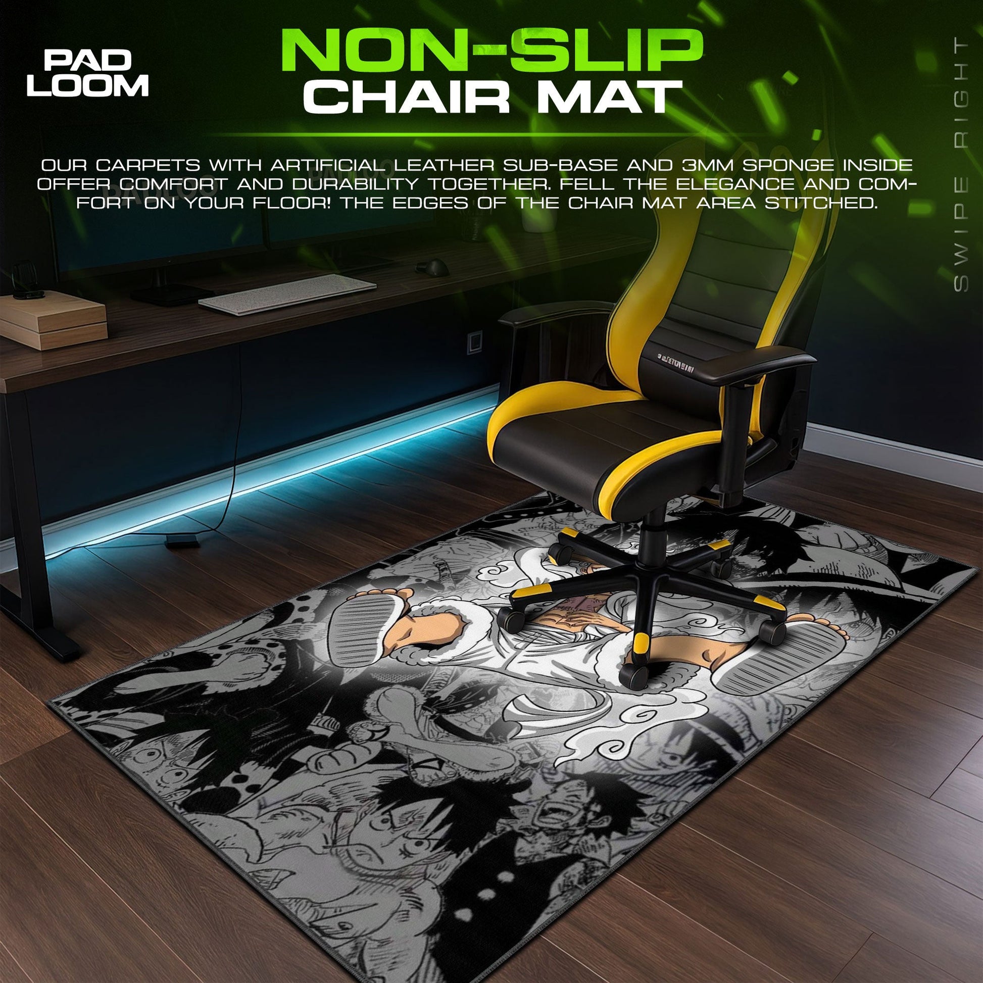 Luffy Gear 5 Mouse Pad - Comic Chaos Anime Desk Mat Padloom
