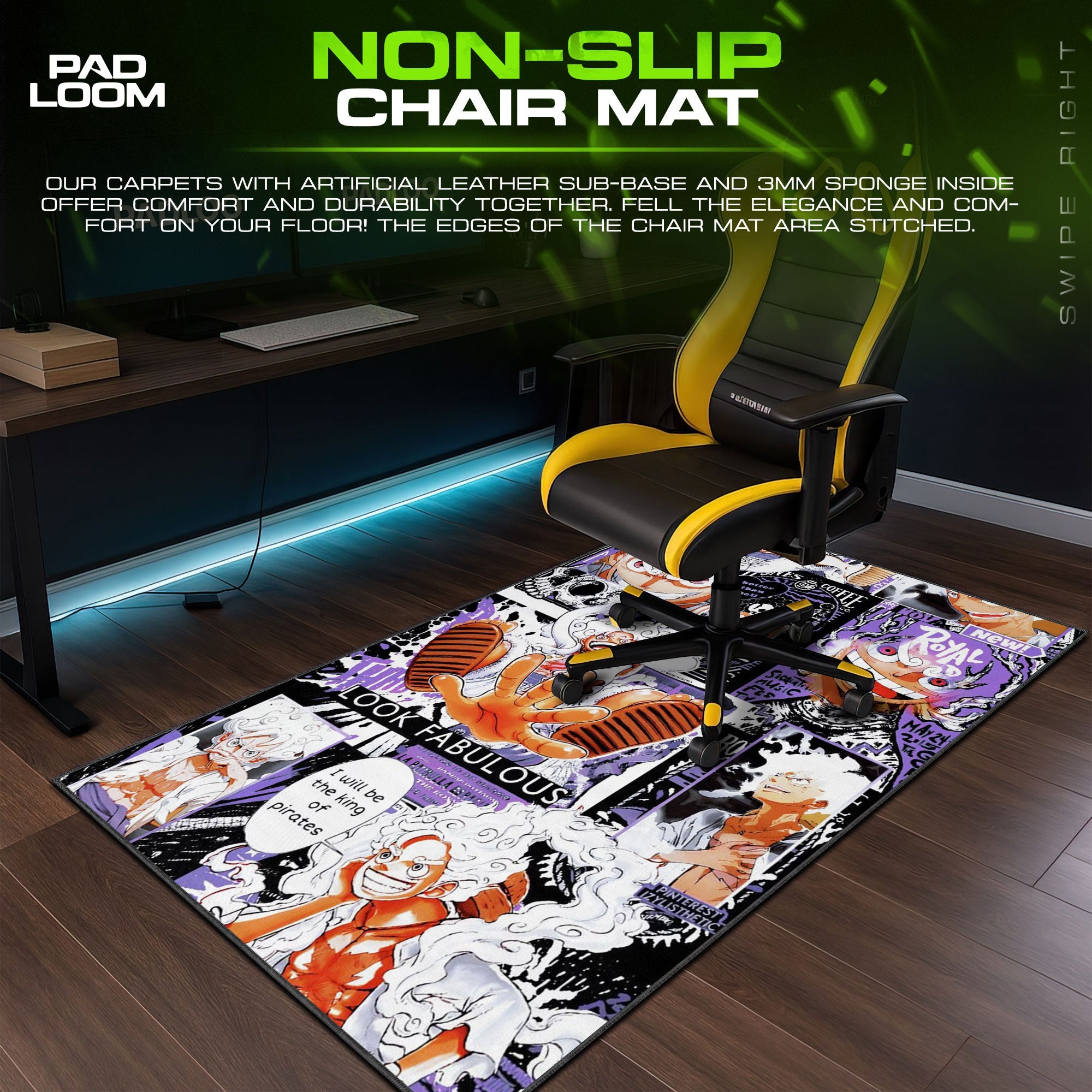 Luffy Gear 5 Mouse Pad - Pop Chaos Anime Desk Mat Padloom
