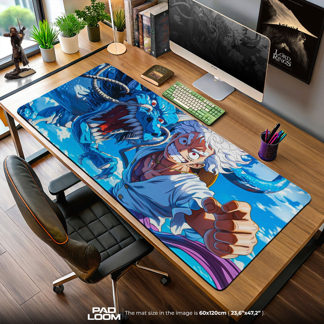 Luffy Gear 5 Mouse Pad - Thunder God Anime Desk Mat Padloom