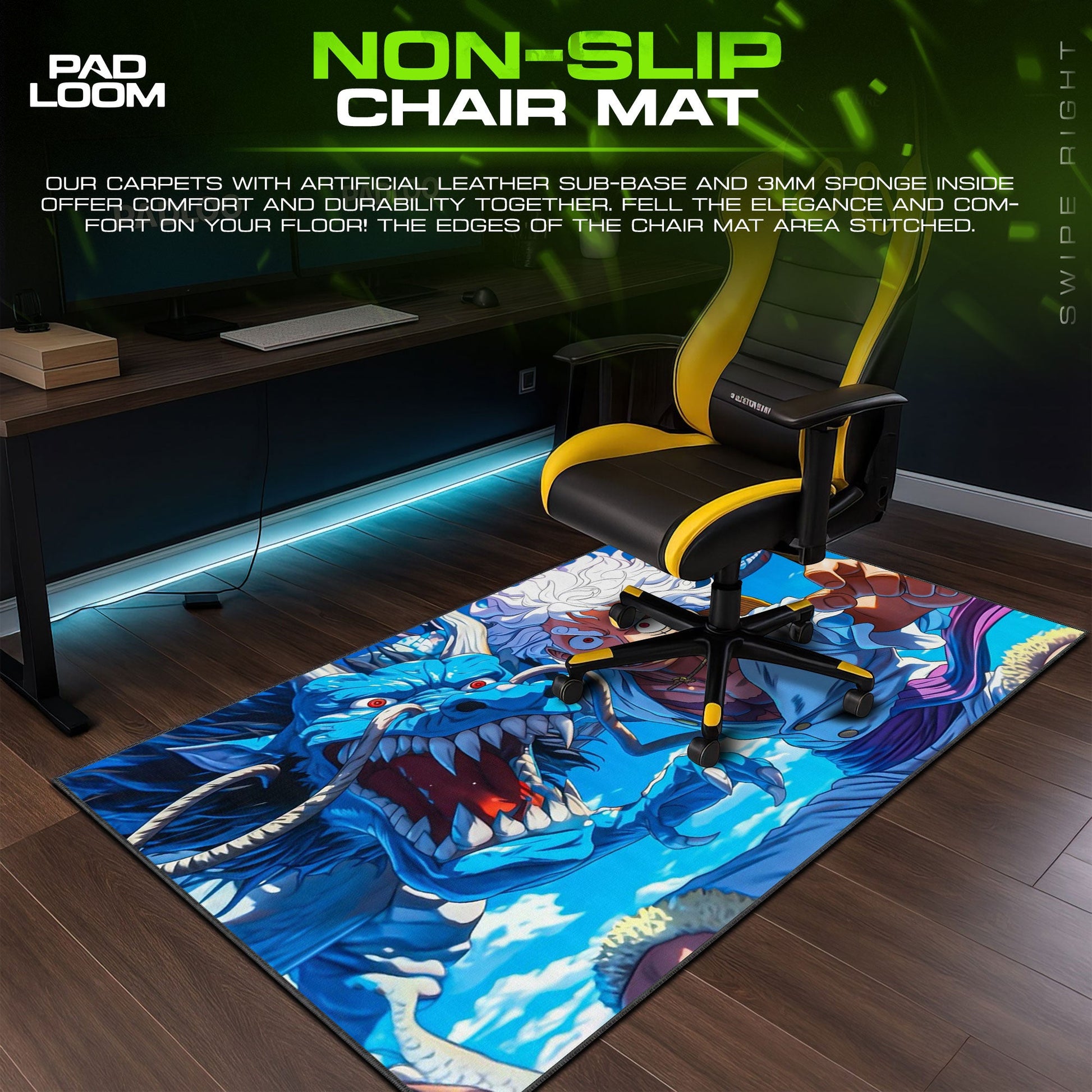 Luffy Gear 5 Mouse Pad - Thunder God Anime Desk Mat Padloom