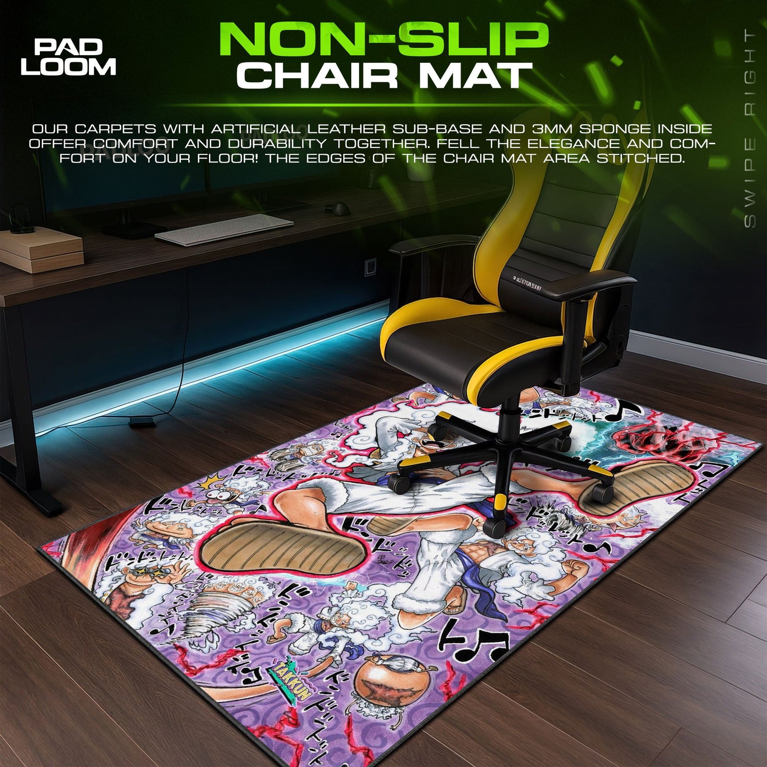 Luffy Gear 5 Mouse Pad - Toon Chaos Anime Desk Mat Padloom