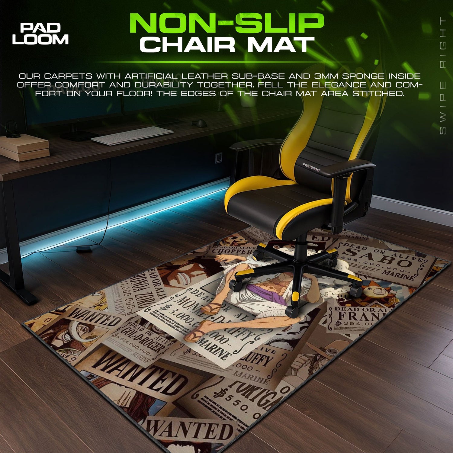 Luffy Gear 5 Mouse Pad - Wanted Legend Anime Desk Mat Padloom